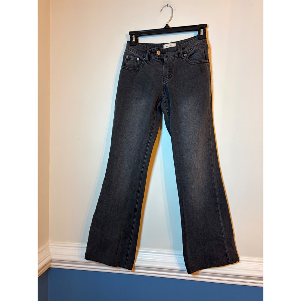 PacSun Bootcut Jeans Women 22 Low Rise Faded Black Flap Pocket Denim